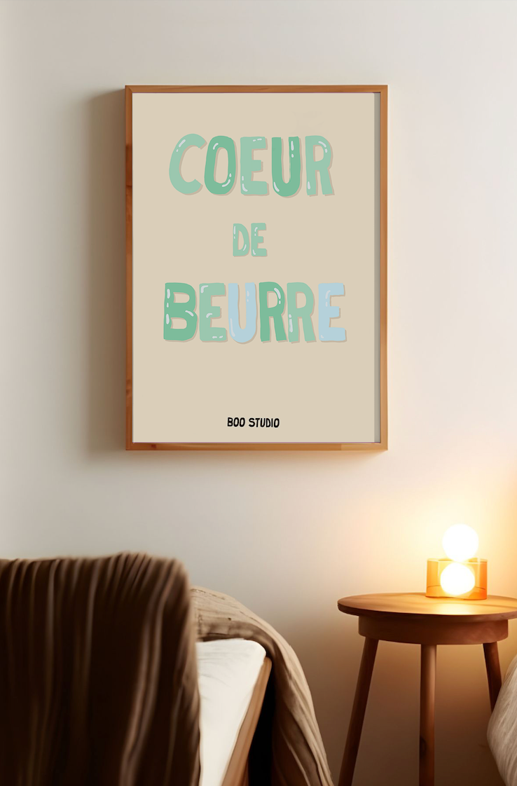 Affiche Coeur de beurre en bleu