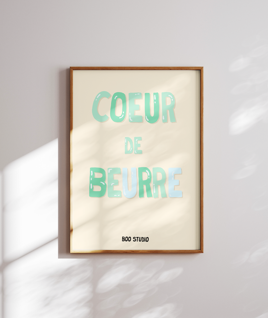 Affiche Coeur de beurre en bleu