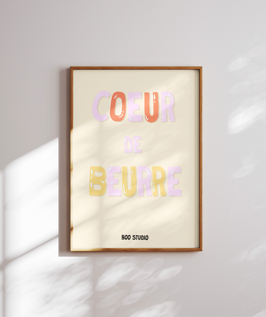 Affiche Coeur de beurre en rose