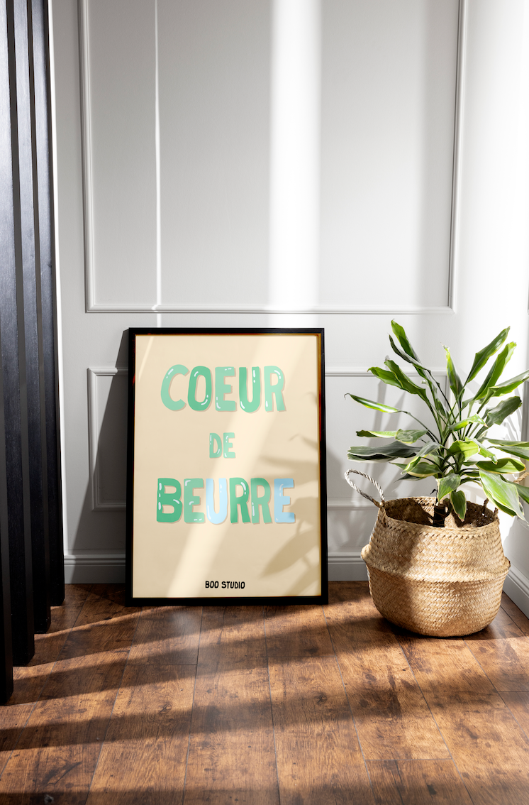 Affiche Coeur de beurre en bleu
