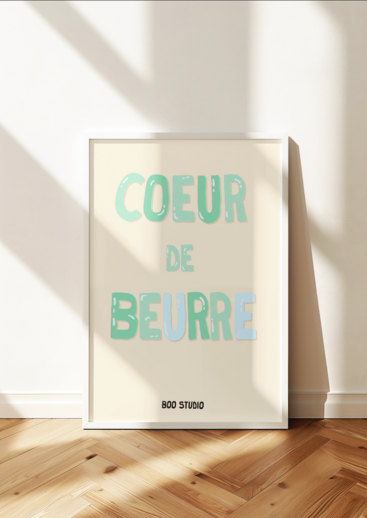 Affiche Coeur de beurre en bleu