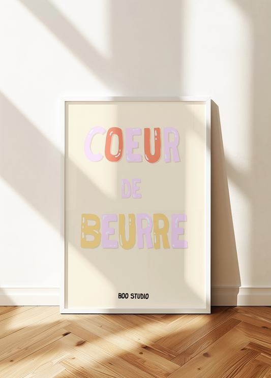 Affiche Coeur de beurre en rose