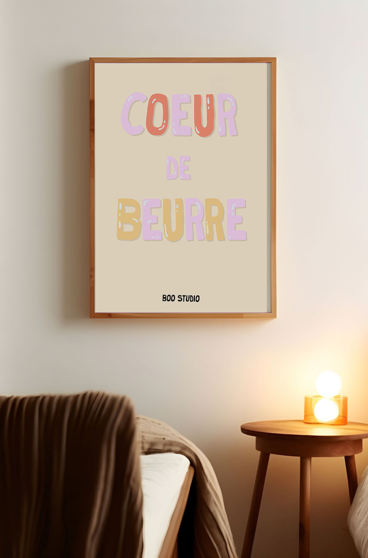 Affiche Coeur de beurre en rose