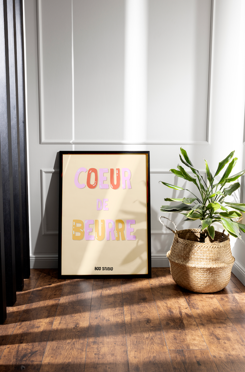 Affiche Coeur de beurre en rose